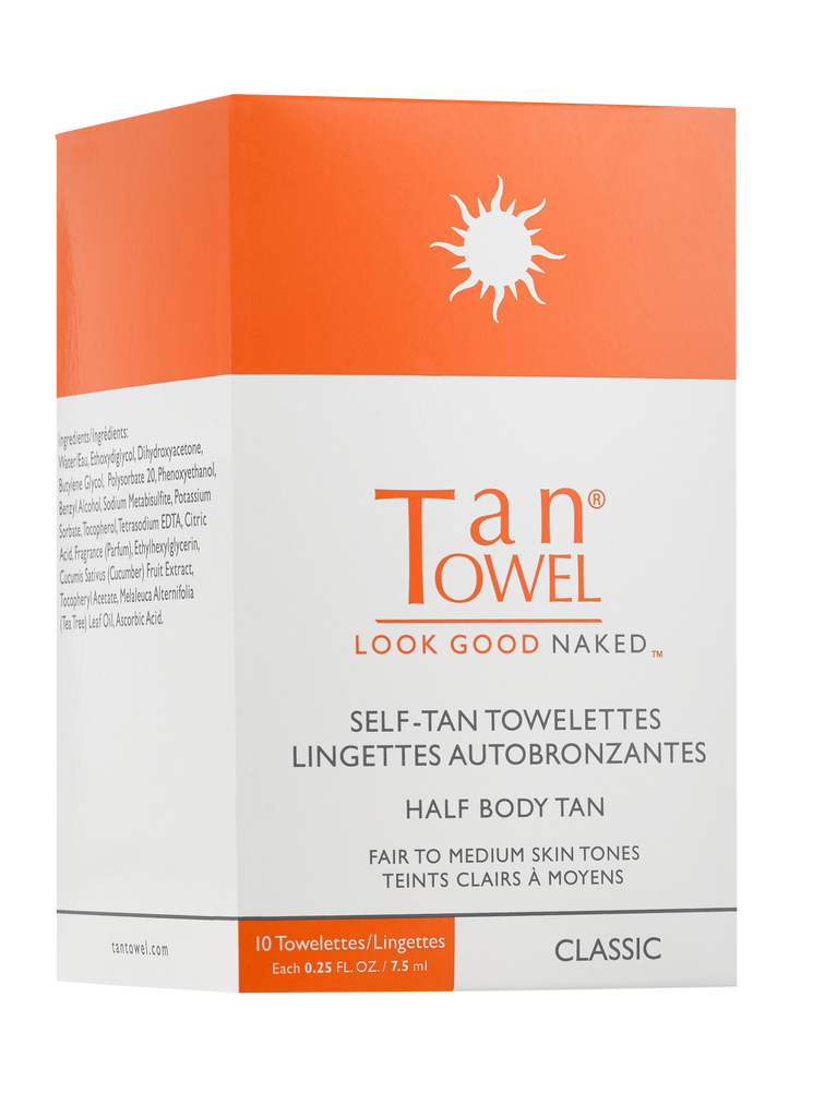 box of 10 classic tan towelettes